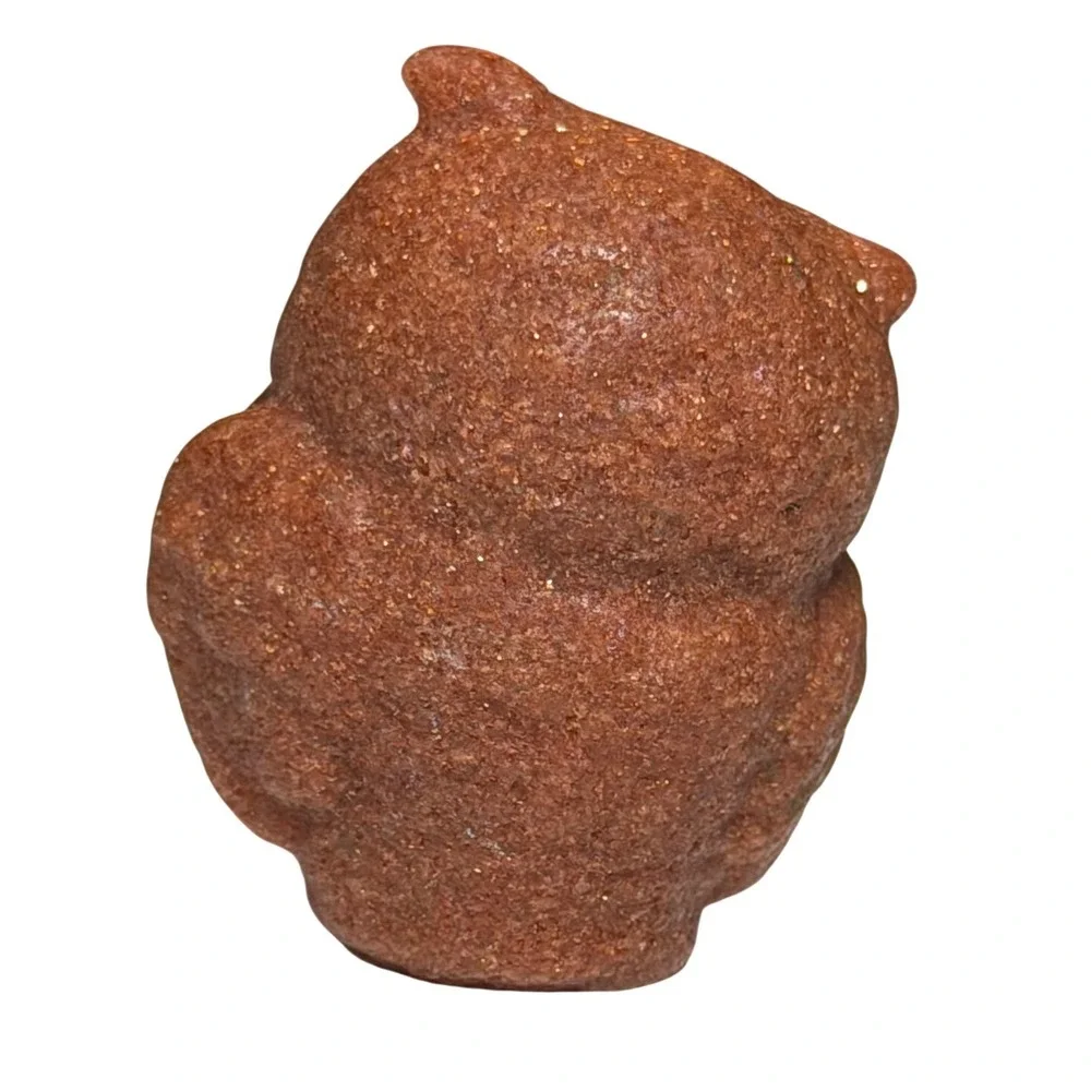 Mini Goldstone Owl Figurine Hand Carved Sparkly Brown Crystal Stone Animal Decor
